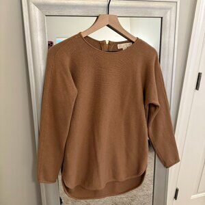 Michael Kors Women's Camel Long Sleeve Tunic High Low Hem Sweater Size S